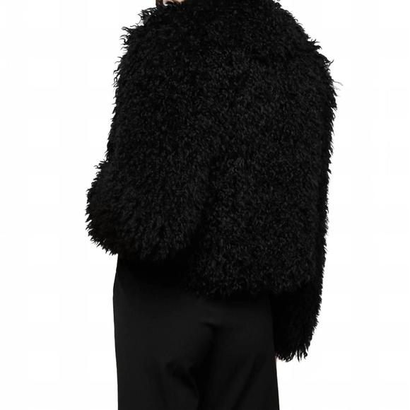 NEW L'AGENCE aura cropped faux fur jacket in black - Picture 3 of 5
